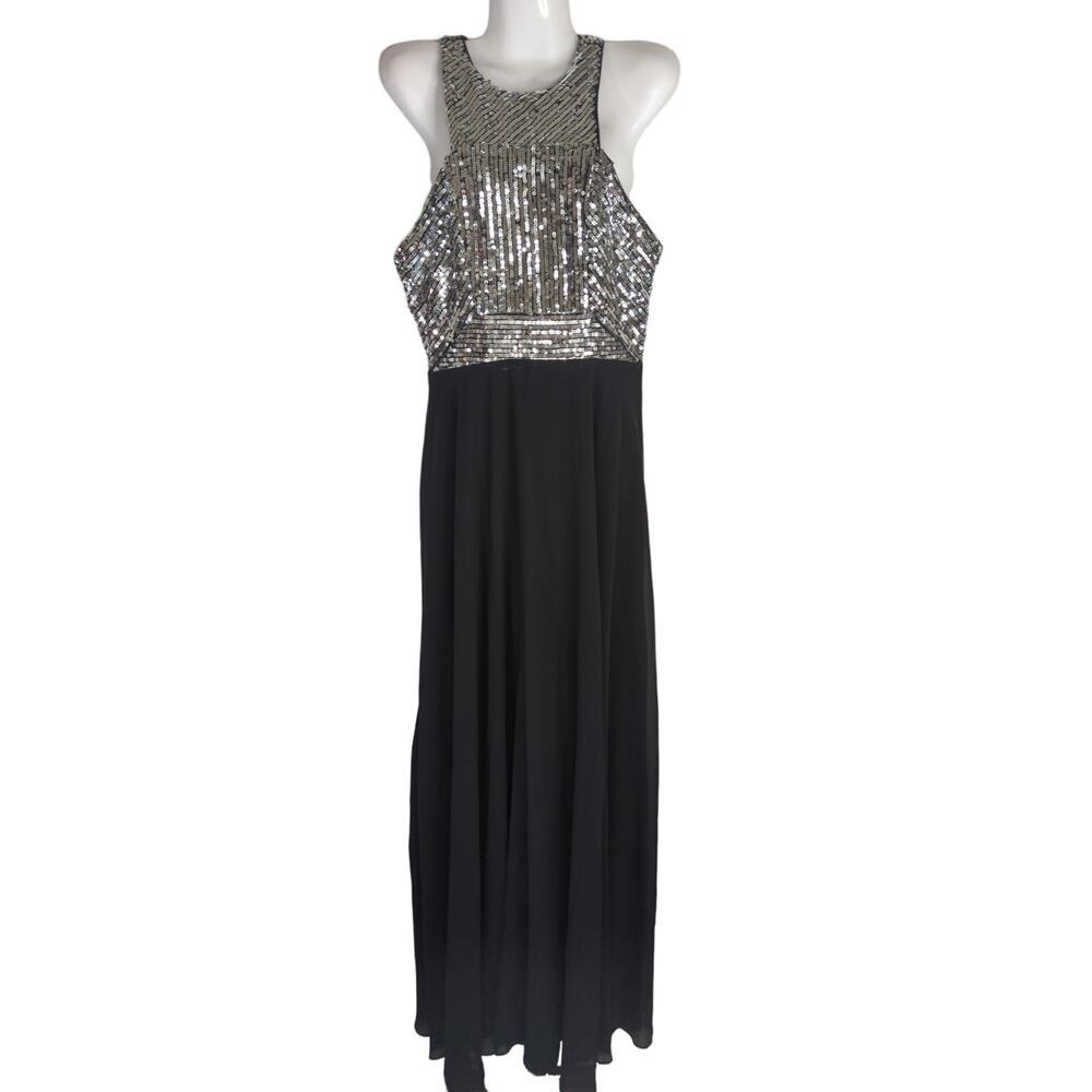 Beauty Kai Women's Sequin Halter Neck Maxi Dress Black MED NWT Party Weddings
